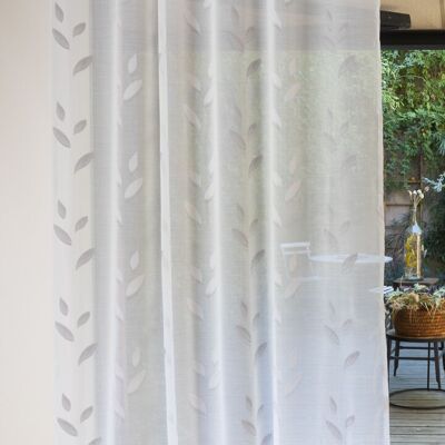 NAPOLI Wide Voile Curtain - Grey Collar - Eyelet Panel - 200 x 260 cm - 100% Polyester