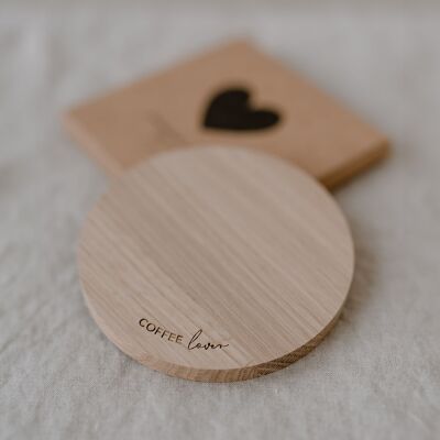 Coasters made of oak Coffee Lover (PU = 8 pieces)