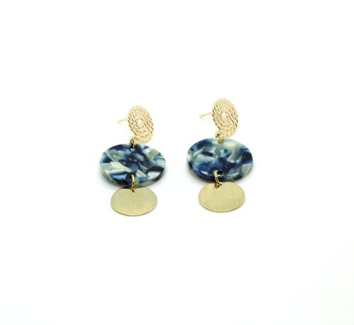 Boucles d'oreilles / Gina Marbré bleu / Acétate de cellulose