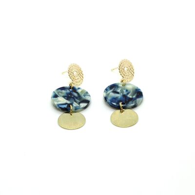 Earrings / Gina Blue marbled / Cellulose acetate