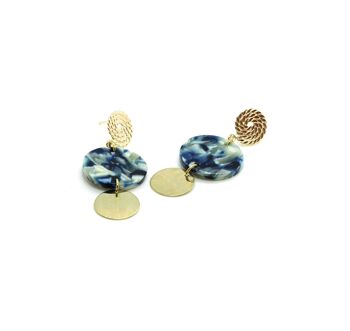 Boucles d'oreilles / Gina Marbré bleu / Acétate de cellulose 4