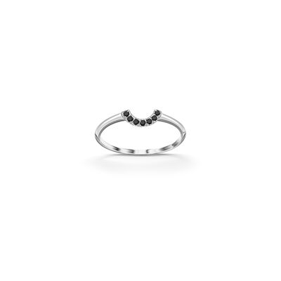 Natural black diamond wedding ring - 0.04 ct - 18 kt 750/1000 white gold - La Source
