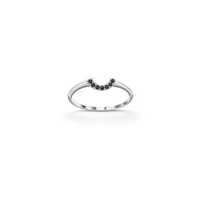 Fede nuziale con diamante nero naturale - 0,04 ct - Oro bianco 18 kt 750/1000 - La Source