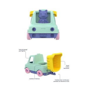 Jouet véhicule, Camion Pompier et Benne avec figurines, Made in France en plastique recyclé, Cadeau 1-5 ans, Pâques, Multicolores 6