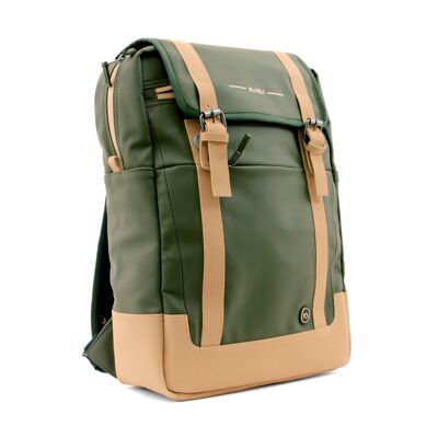 Khaki PU Rectangular Backpack