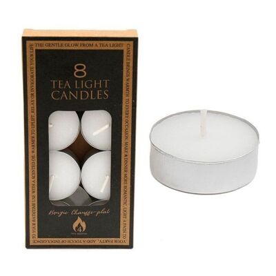 Confezione da 8 candele tealight non profumate da 4 ore