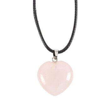 Collier de coeur en cristal de guérison de quartz rose 3