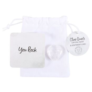 You Rock Cœur en cristal de quartz transparent dans un sac 1