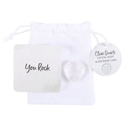 You Rock Corazón de cristal de cuarzo transparente en una bolsa