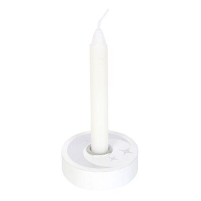 White Mystical Moon Spell Candle Holder