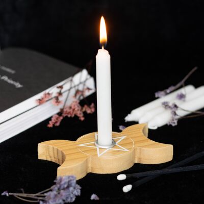 Natural Wooden Triple Moon Spell Candle Holder