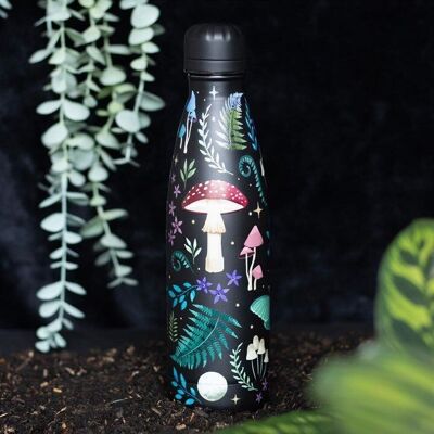 Botella de agua de metal con estampado de bosque oscuro
