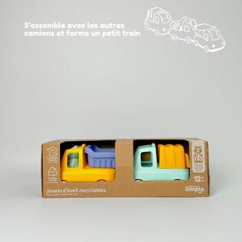 Jouet véhicule, Camion Benne et Poubelle avec figurines, Made in France en plastique recyclé, Cadeau 1-5 ans, Pâques, Multicolores 3