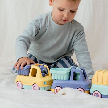 Jouet véhicule, Camion Benne et Poubelle avec figurines, Made in France en plastique recyclé, Cadeau 1-5 ans, Pâques, Multicolores 4