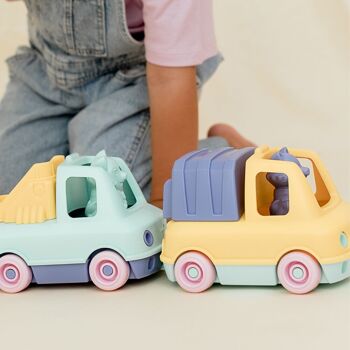 Jouet véhicule, Camion Benne et Poubelle avec figurines, Made in France en plastique recyclé, Cadeau 1-5 ans, Pâques, Multicolores 7