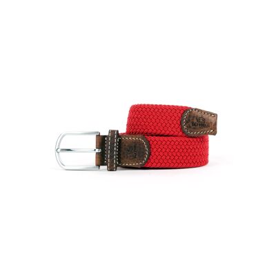 Cinturón trenzado elástico rojo granada