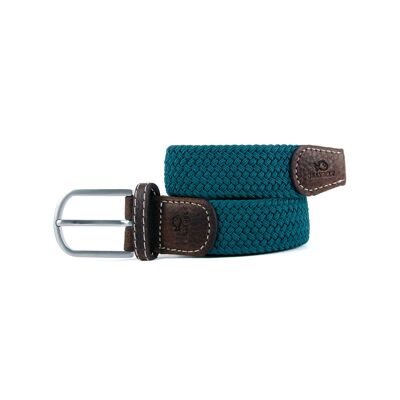 Cinturón elástico trenzado azul caribe