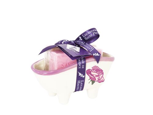 Bath Soap Dish Set + 2 Pink Soaps