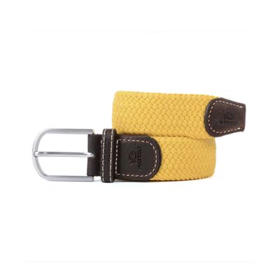 Cinturón trenzado elástico amarillo arena