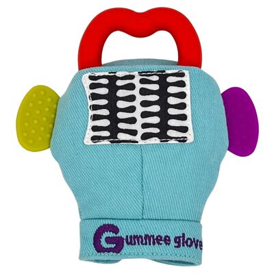 Gummee glove teething mitten Turquoise and Heart shaped ring