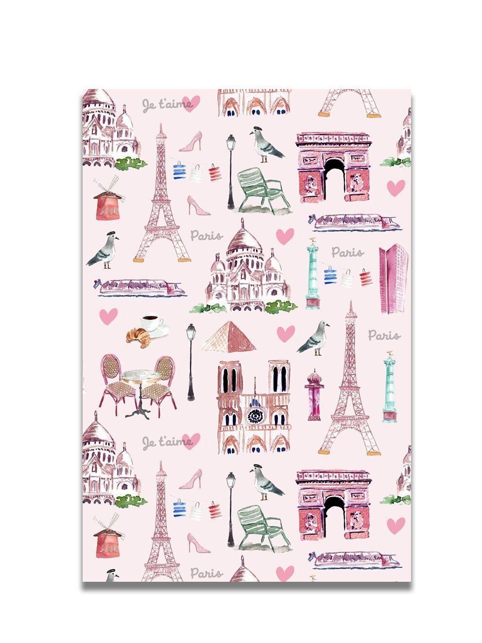 CARTA DOPPIA ACQUERELLO CON MODELLO PARIGI