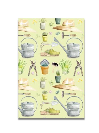 CARTE DOUBLE AQUARELLE MOTIF JARDIN 1