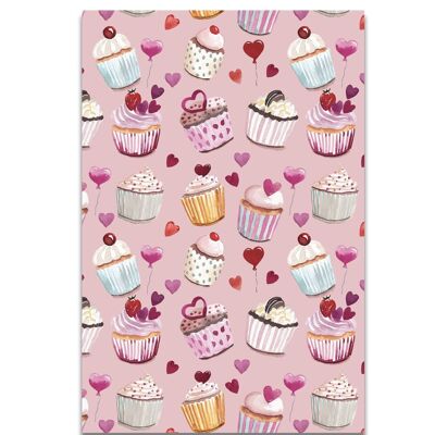 CARTE DOUBLE AQUARELLE MOTIF CUPCAKE