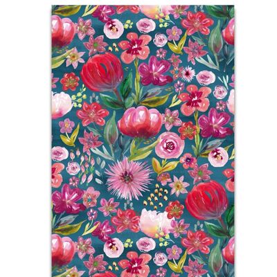 CARTE DOUBLE AQUARELLE MOTIF FLORAL FOLK