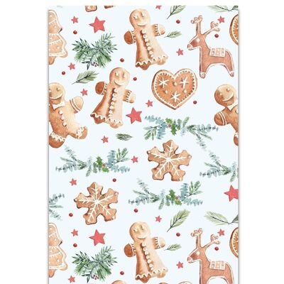 CARTE DOUBLE AQUARELLE MOTIF GINGERBREAD