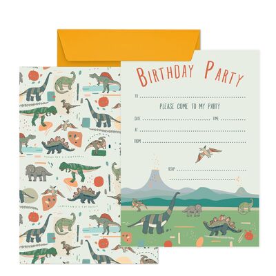 Invitations de fête d'anniversaire de dinosaure