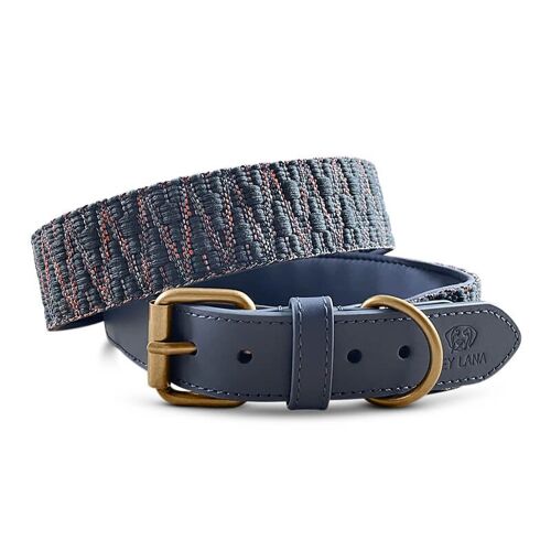 Premium Hundehalsband Gepolstert - Blau/Grau