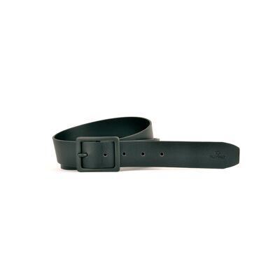 Modern smooth effect leather belt - Black