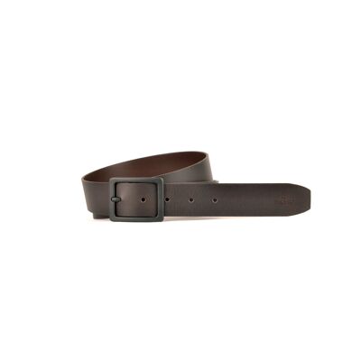 Modern smooth effect leather belt - Dark Brown