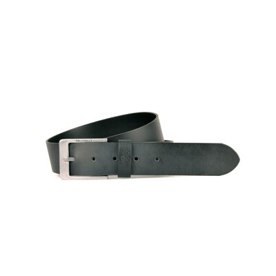 Ceinture cuir moderne effet brut - Noir