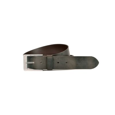 Ceinture cuir moderne effet brut - Marron Foncé