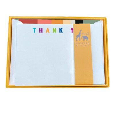 Typography Thank You Notecard Set with Lined Envelopes