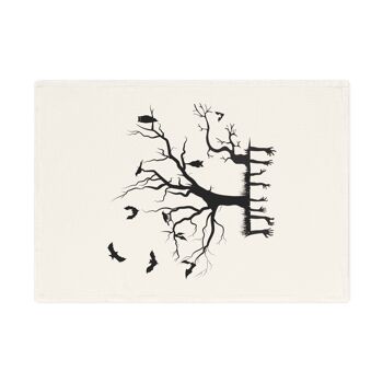 Effrayant branches d’arbres d’Halloween chauves-souris oiseaux Torchon en coton biologique, 50 x 70 cm, torchon de cuisine écologique, torchon de salle de bain 2