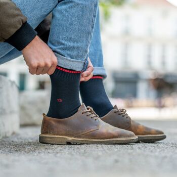 Chaussettes en maille piqué - Marine et rouge 2