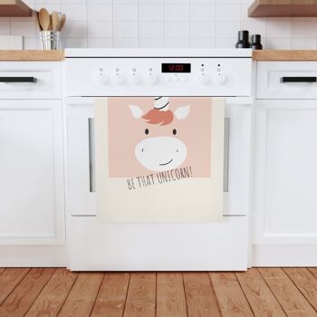 Cadeau mignon de torchon de cuisine de licorne pour Noël ou un anniversaire, soyez cette licorne 4