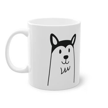 Tasse mignonne de chien Husky, blanc, 325 ml / 11 oz Tasse à café, tasse à thé pour enfants, enfants, tasse de chiots pour les amoureux des chiens, propriétaires de chiens 4