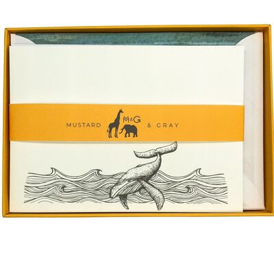 Nachtwal-Notizkartenset mit linierten Umschlägen