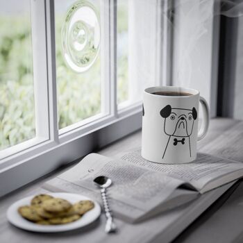 Tasse mignonne de bouledogue de chien, blanc, 325 ml / 11 oz tasse de café, tasse de thé pour des enfants, enfants, tasse de chiots pour des amoureux de chien, propriétaires de chien 3