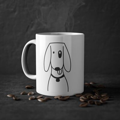 Tazza con simpatico cane Foxhund, bianca, 325 ml / 11 oz Tazza da caffè, tazza da tè per bambini, tazza per cuccioli per amanti dei cani, proprietari di cani