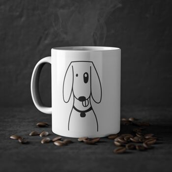 Tasse mignonne de chien Foxhund, blanc, 325 ml / 11 oz Tasse à café, tasse à thé pour enfants, enfants, tasse de chiots pour les amoureux des chiens, propriétaires de chiens 1