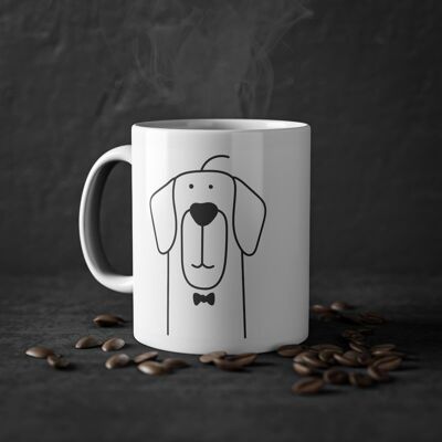 Linda taza de perro Retriever, blanca, 325 ml / 11 oz Taza de café, taza de té para niños, niños, taza de cachorros para amantes de los perros, dueños de perros