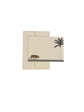 Ensemble de cartes pour notes « Prowling Leopard » de la ménagerie de Darwin avec enveloppes vernies 3