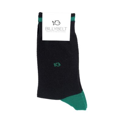Piqué knit socks - Black and green
