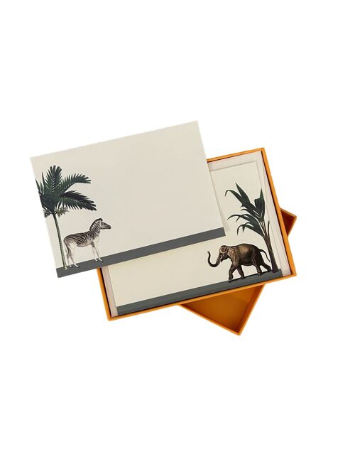 "Hasty Elephant Placid Zebra" Notecard Set