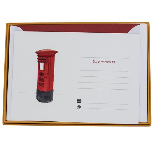 Pillarbox Change of Address Card Set with Lined Envelopes