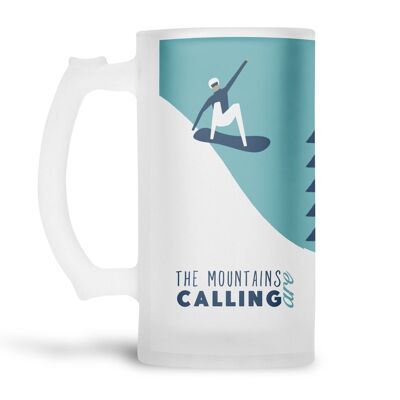 Mountain's are Calling "Snowboarding" Frosted Beer Stein